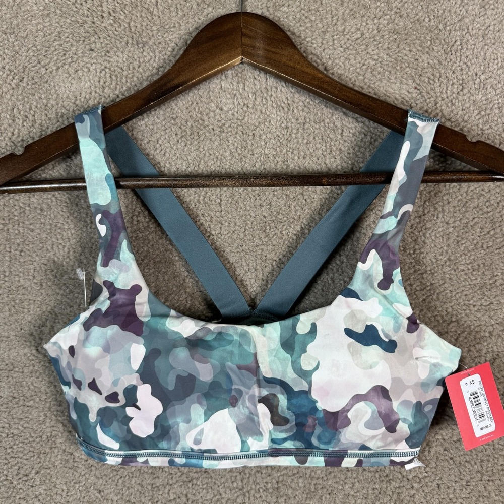 Spanx‎ Sports Bra Womens XS Multicolor Camo Printed Low Impact Padded Crossback